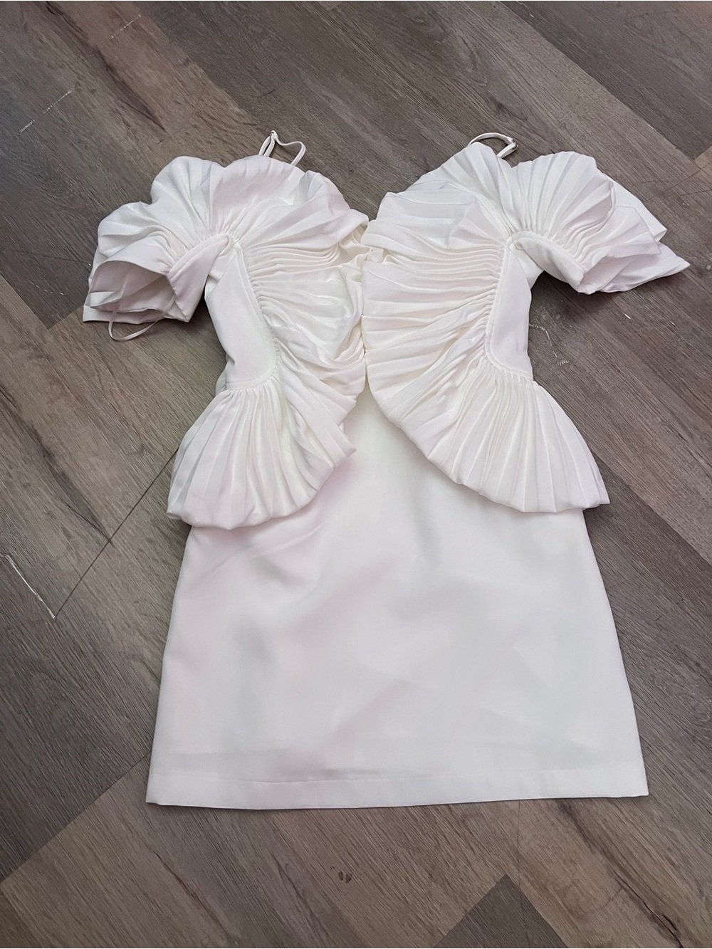 Luxxel White Ruffled Off-Shoulder Mini Dress